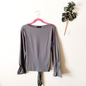 NWT Mustard Seed Back Tie Gray Long Sleeve Shirt